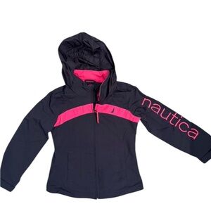 Nautica girls navy/pink rain coat jacket sz S 5T